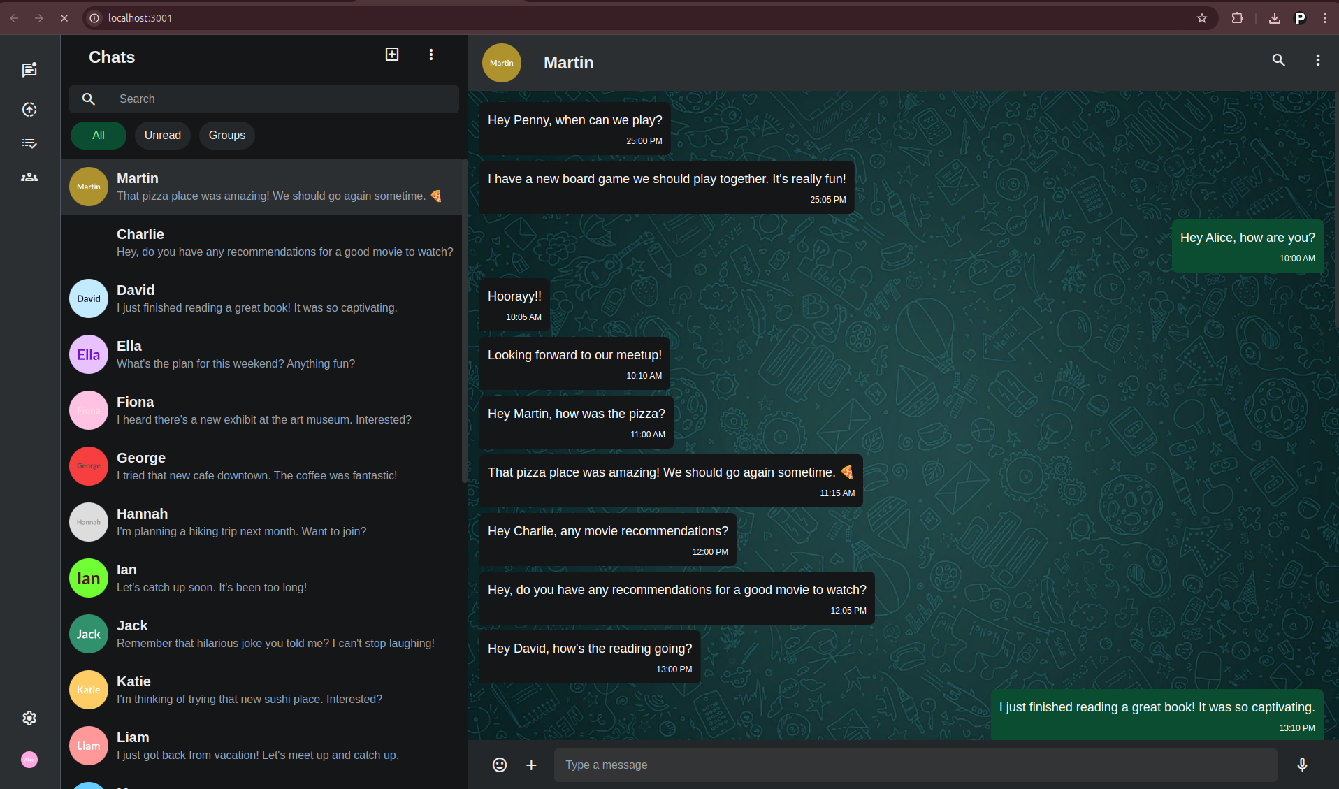 Screenshot of Chat Me: Real-Time Messaging with Media Sharing