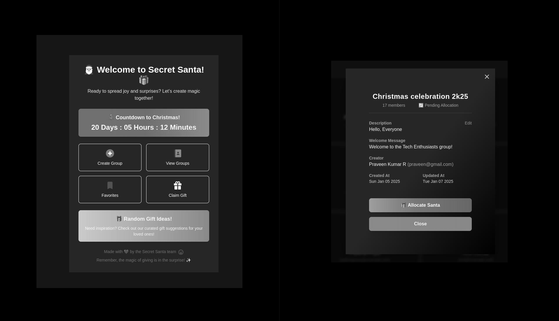 Grey version of Secret Santa Gift Exchange Management System