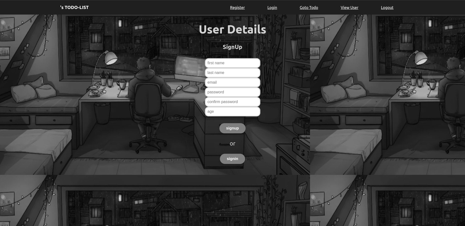 Grey version of Todo list application